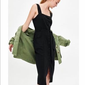 Zara TRF Black Button Down Midi Dress